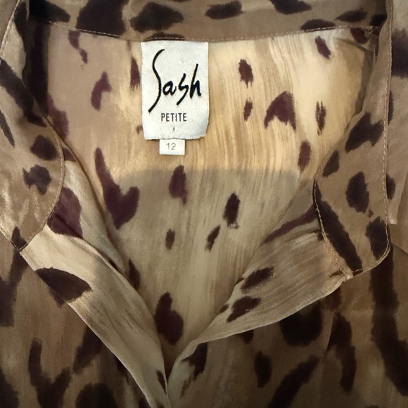 Sash 100% silk leopard print button down shirt - size 12 - vintage - Picture 5 of 7